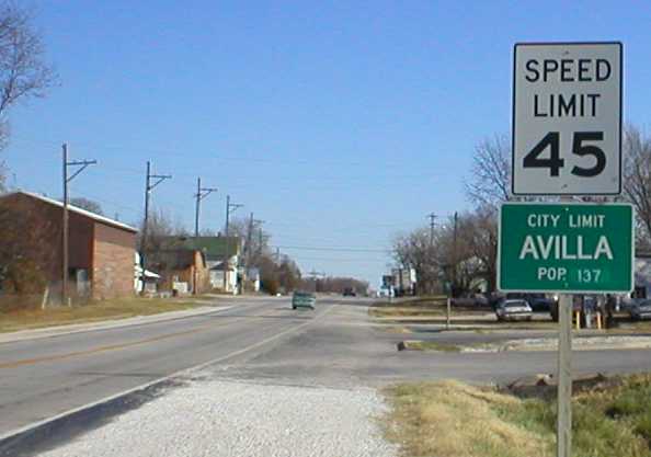 Route 66 at the Avilla city limits